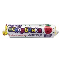 Аскорбинка детская с сахаром вкус Клубники Азбука Здоровья таблетки 10шт