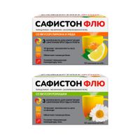 1X Сафистон Флю вкус меда и лимона порошок для приг. раствора для приема внутрь пак. 500мг+25мг+200мг 4,95г 10шт + 1X Сафистон Флю вкус ромашки порошок для приг. раствора для приема внутрь пак. 500мг+25мг+200мг 4,95г 10шт