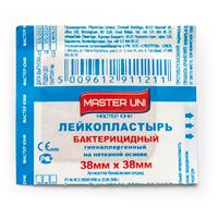 Пластырь бактерицидный нетканый Мастер Юни 3,8 см х 3,8 см