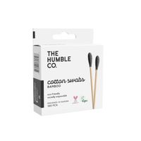 Палочки ватные бамбуковые натуральные черная вата natural cotton swabs Humble CO. 100шт миниатюра фото №2