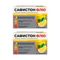 2Х Сафистон Флю вкус лимона порошок для приг. раствора для приема внутрь пак. 500мг+25мг+200мг 4,95г 10шт
