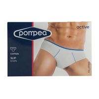 Трусы-слип мужские с контрастной отстрочкой белые Pompea р.4