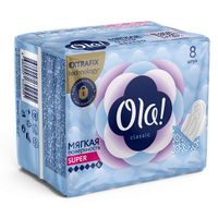 Прокладки женские гигиенические мягкая поверхность Classic wings singles Super в инд. Ola! 8шт миниатюра фото №2