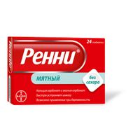 Ренни вкус мяты таблетки жевательные 680мг+80мг 24шт