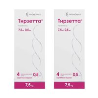 2Х Тирзетта раствор для п/к введ. шприц 7,5мг 0,5мл 4шт 2Х Тирзетта раствор для п/к введ. шприц 7,5мг 0,5мл 4шт