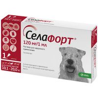 Селафорт капли на холку для собак весом от 10,1 до 20кг пипетка 120мг 1мл