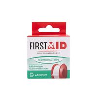 Лейкопластырь медицинский фиксирующий на нетканой основе First Aid/Ферстэйд 2,5х500см