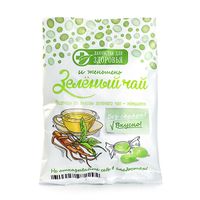 Карамель леденцовая без сахара на изомальте со вкусом зеленого чая-женьшеня Лакомства для здоровья 50г