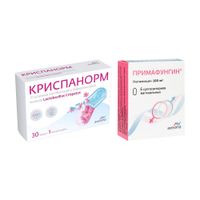 1X Примафунгин суппозитории вагинальные 100мг 6шт + 1X Криспанорм капсулы 500мг 30шт 1X Примафунгин суппозитории вагинальные 100мг 6шт + 1X Криспанорм капсулы 500мг 30шт