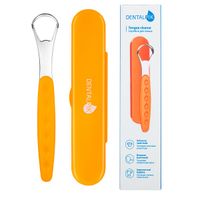 Скребок для языка Dentalpik металлический с чехлом оранжевый миниатюра фото №4