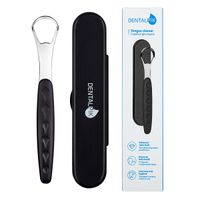 Скребок для языка Dentalpik металлический с чехлом черный