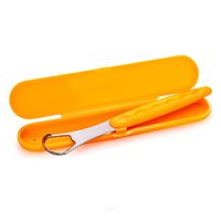 Скребок для языка Dentalpik металлический с чехлом оранжевый миниатюра фото №3