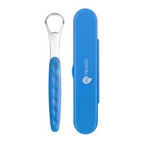 Скребок для языка Dentalpik металлический с чехлом синий миниатюра фото №2