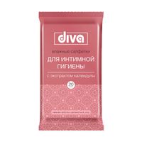 Салфетки влажные для интимной гигиены с экстрактом календулы Diva 20шт