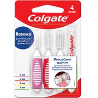 Набор Colgate/Колгейт: Ершики межзубные диаметр 0мм, 2мм, 4мм, 5мм 4шт