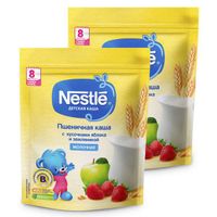 Каша сухая молочная пшеничная земляника и яблоко Nestle/Нестле дой-пак 220г