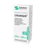 Сульзонцеф порошок для приг. раствора для в/в и в/м введ. 250мг+250мг