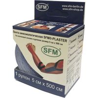 Тейп кинезиологическая на хлопковой основе в рулоне синий SFM-Plaster 5х500см миниатюра фото №2