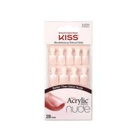 Набор накладных ногтей с клеем Безупречный нюд короткой длины Nude Nails Kiss 28шт