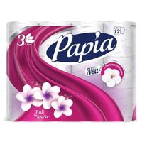 Бумага туалетная белая с ароматом Bali Flower и рисунком трёхслойная Papia 12шт