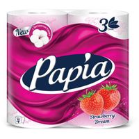 Бумага туалетная белая с ароматом Strawberry Dream и рисунком трёхслойная Papia 4шт