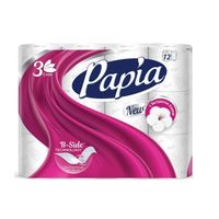 Бумага туалетная белая трёхслойная Papia 12шт