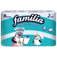 Полотенца бумажные белые двухслойные Familia 4шт
