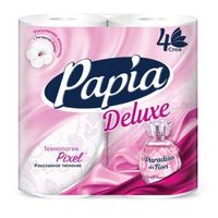 Бумага туалетная белая с ароматом Paradiso Fiori и рисунком четырёхслойная Deluxe Papia 4шт