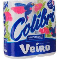 Полотенца бумажные 3-х слойные белые Colibri Вейро 2шт