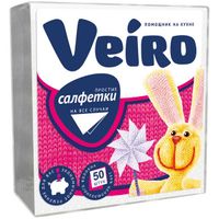 Салфетки 1-слойные белые Вейро 24х24см 50шт