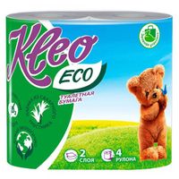 Бумага туалетная 2-х слойная белая Kleo ECO Мягкий знак 4шт