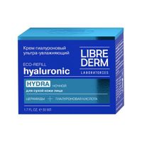 Крем для сухой кожи ультраувлажняющий гиалуроновый ночной Eco-Refill Librederm/Либридерм банка 50мл