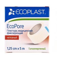 Пластырь фиксирующий нетканый ЭкоПор Ecoplast/Экопласт 1,25см х 5м