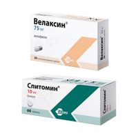 1X Велаксин капсулы пролонгированного действия 75мг 28шт + 1X Спитомин таблетки 10мг 60шт