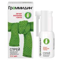 Граммидин спрей дозир. д/мест. прим. 0,06мг+0,1мг/доза фл. 112доз миниатюра фото №2