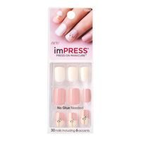 Лак твердый для маникюра короткая длина Маршмеллоу imPRESS Manicure Flas Mob Kiss 30шт