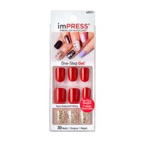 Лак твердый для маникюра короткая длина Красное золото imPRESS Manicure Accent Kiss 30шт