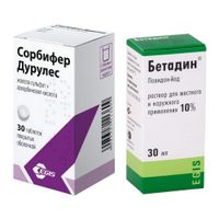 1X Бетадин раствор для местного и наружного применения 10% 30мл + 1X Сорбифер Дурулес таблетки п/о плен. фл. 30шт
