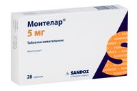 Монтелар таблетки жевательные 5мг 28шт