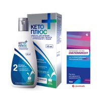 1X Офломикол раствор для наружного применения 2% 15мл + 1X Кето Плюс шампунь лекарственный 60мл 1X Офломикол раствор для наружного применения 2% 15мл + 1X Кето Плюс шампунь лекарственный 60мл