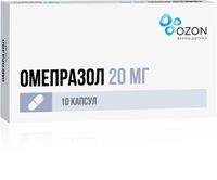 Омепразол капсулы кишечнорастворимые 20мг 10шт