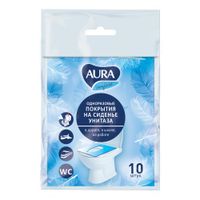 Покрытие одноразовое на сиденье унитаза Aura/Аура 10шт