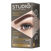 Краска для бровей с эффектом татуажа стойкая темно-коричневый Studio Professional 30/20мл