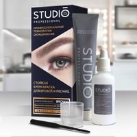 Краска для бровей и ресниц стойкая коричневая Brown Studio Professional 50/30мл миниатюра фото №2