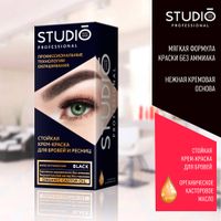 Краска для бровей и ресниц стойкая чёрная Black Studio Professional 50/30мл миниатюра фото №2