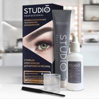 Краска для бровей и ресниц стойкая чёрная Black Studio Professional 50/30мл миниатюра фото №3