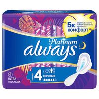 Прокладки с крылышками Night Ultra Platinum Always/Олвейс 6шт р.4 миниатюра фото №3