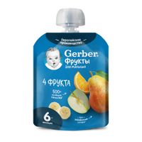 Пюре 4 фрукта Gerber/Гербер 90г