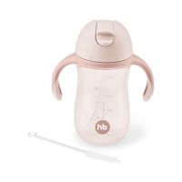 Поильник с трубочкой и ручками розовый Happy Baby/Хэппи Беби 260мл миниатюра фото №2