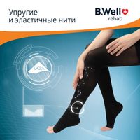 Чулки компрессионные 2 класс с открытым мыском B.Well/Би Велл, JW-227 Med, черные р.3 миниатюра фото №16